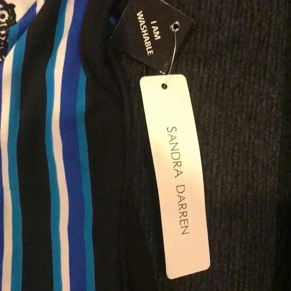 NWT Sandra Darren Abstract Dress w/Sheer & Silver Metallic Neckline-Size 6 - Picture 9 of 10